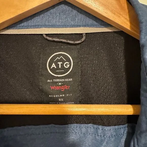 Wrangler All Terrain Gear Long Sleeve Outdoor Fishing Shirt Blue Size 3XL - Picture 3 of 8